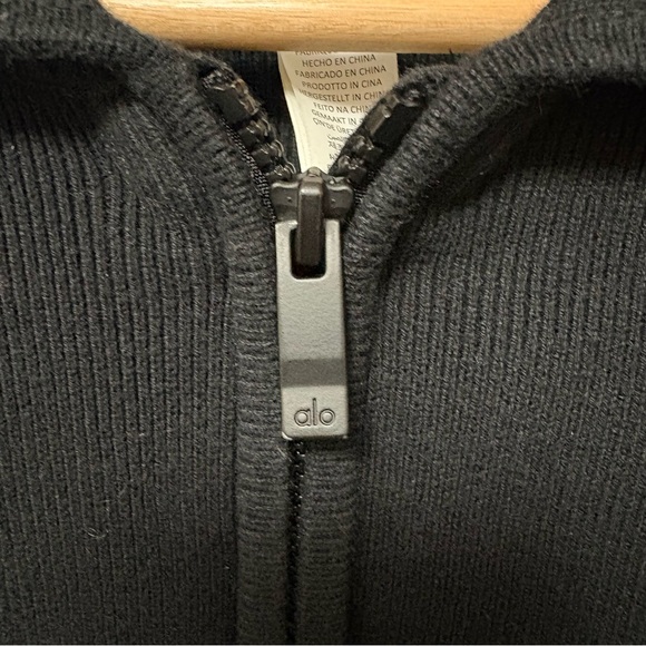 ALO Scholar Knit Cropped Full Zip Jacket Black Size Large - Picture 8 of 15